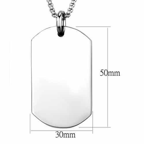 Stainless Steel Polished Military Dog Tag Pendant Necklace view 2