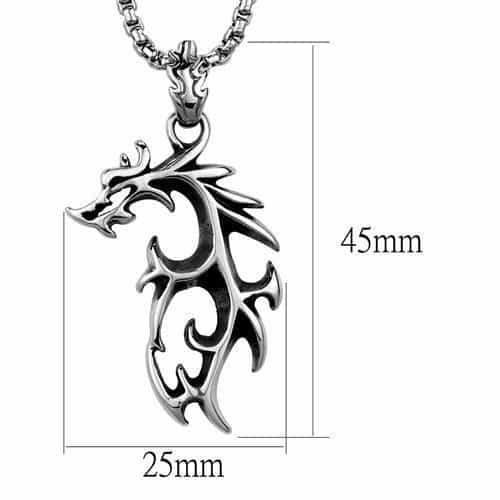 Stainless Steel Tribal Dragon Flame Pendant Necklace view 2