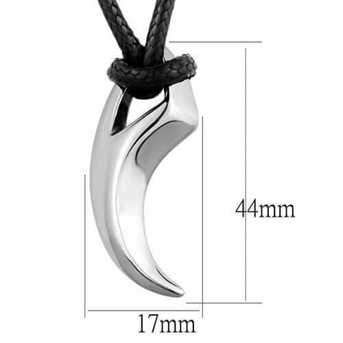 Stainless Steel Horn Fang Leather Cord Pendant Necklace view 5
