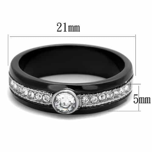 Stainless Steel Black IP CZ Bezel Channel Band Ring view 6