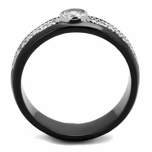 Stainless Steel Black IP CZ Bezel Channel Band Ring view 7