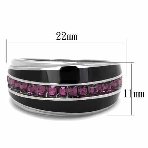 Stainless Steel Black IP Pink Princess Channel Two Tone Ring view 6