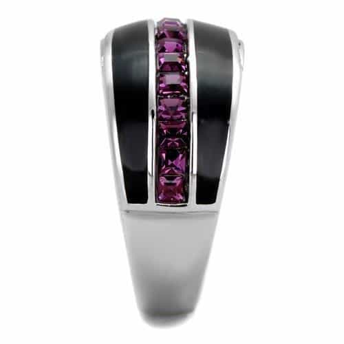 Stainless Steel Black IP Pink Princess Channel Two Tone Ring view 4