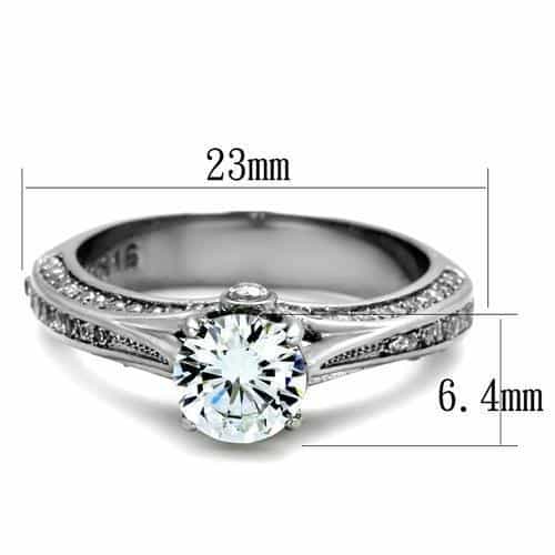 Stainless Steel Solitaire Wide Channel Ring view 6