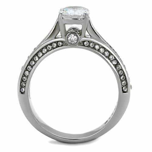 Stainless Steel Solitaire Wide Channel Ring view 3