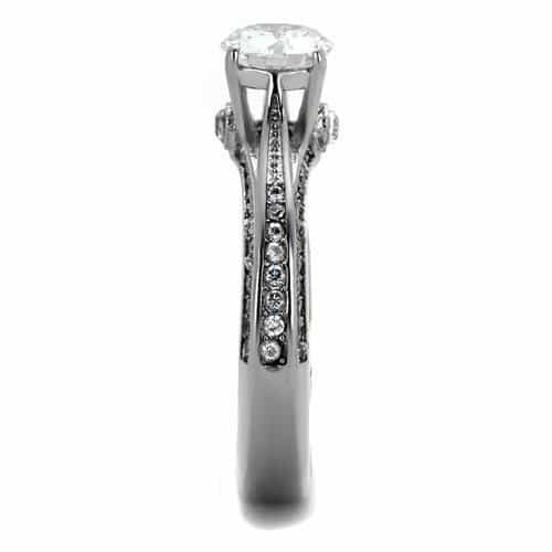 Stainless Steel Solitaire Wide Channel Ring view 8