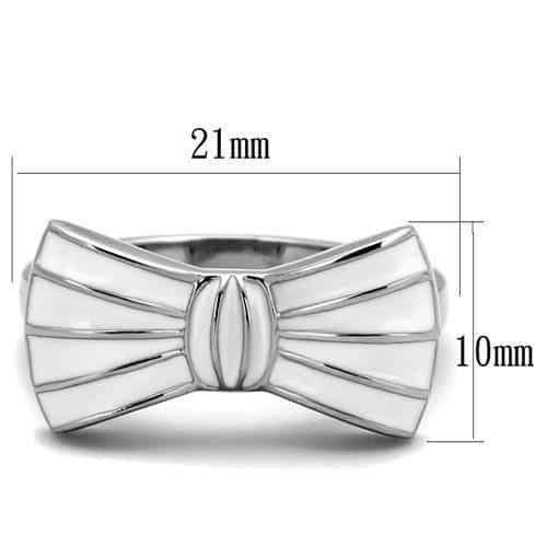 Stainless Steel White Enamel Bow Ribbon Ring view 2