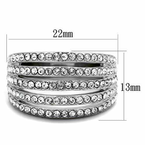 Stainless Steel Multi-Row Striped Band Ring view 2