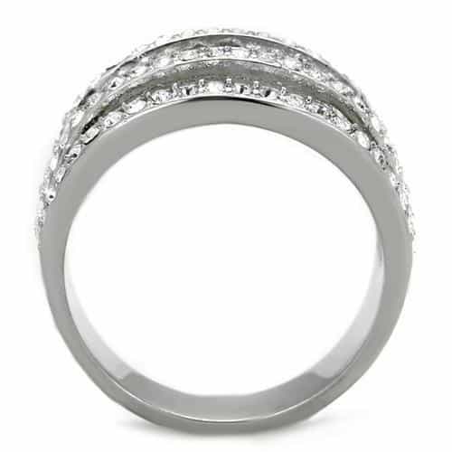 Stainless Steel Multi-Row Striped Band Ring view 3