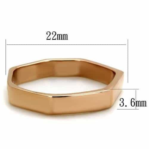Stainless Steel Rose Gold Polished Hexagonal Faceted Band Ring view 2