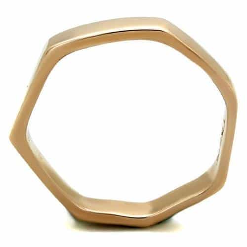 Stainless Steel Rose Gold Polished Hexagonal Faceted Band Ring view 7