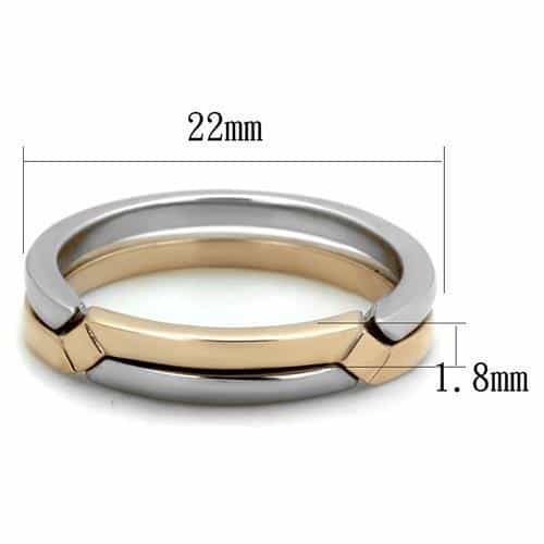 Stainless Steel Rose Gold Two Tone Interlocking Band Set Ring view 6