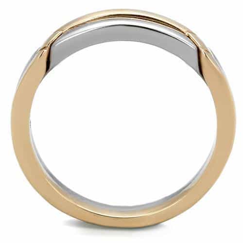 Stainless Steel Rose Gold Two Tone Interlocking Band Set Ring view 7