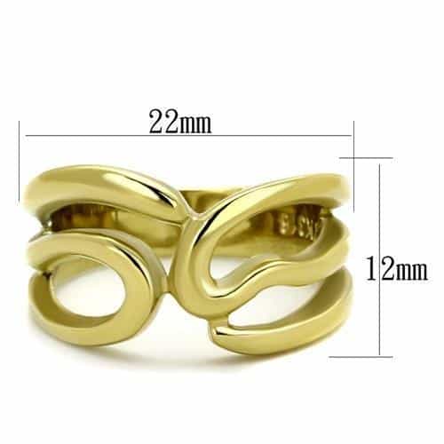 Stainless Steel Gold IP Interlocking Loop Open Ring view 2