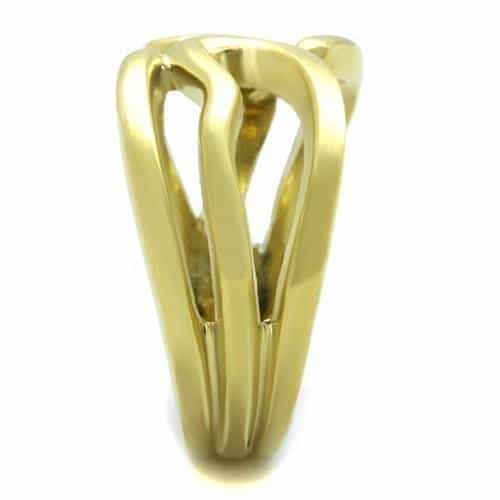 Stainless Steel Gold IP Interlocking Loop Open Ring view 4