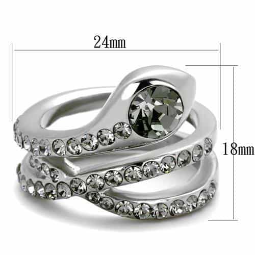 Stainless Steel CZ Round Snake Coil Bypass Pave Ring view 6