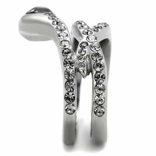 Stainless Steel CZ Round Snake Coil Bypass Pave Ring view 8