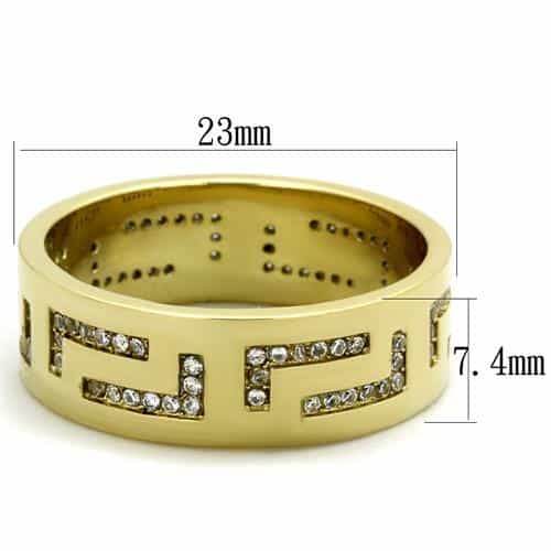 Stainless Steel Gold IP CZ Channel Wide Band Ring view 2