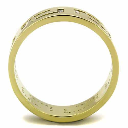 Stainless Steel Gold IP CZ Channel Wide Band Ring view 7