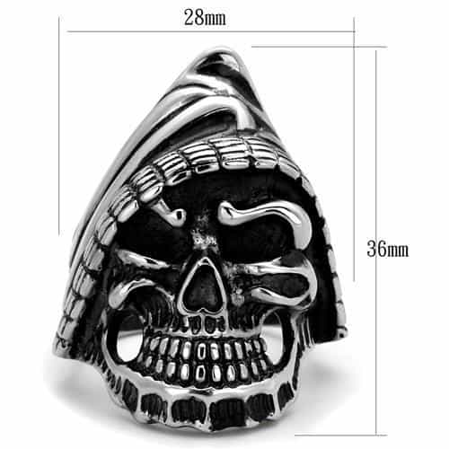 Stainless Steel Skull Hooded Grim Reaper Large Ring view 2