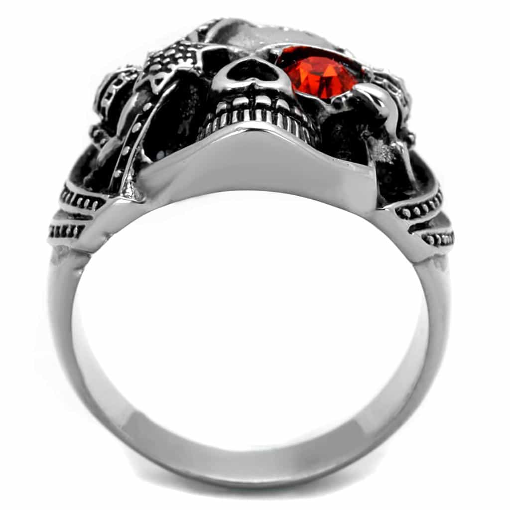 Stainless Steel Skull Star Red Eye Gothic Ring view 8