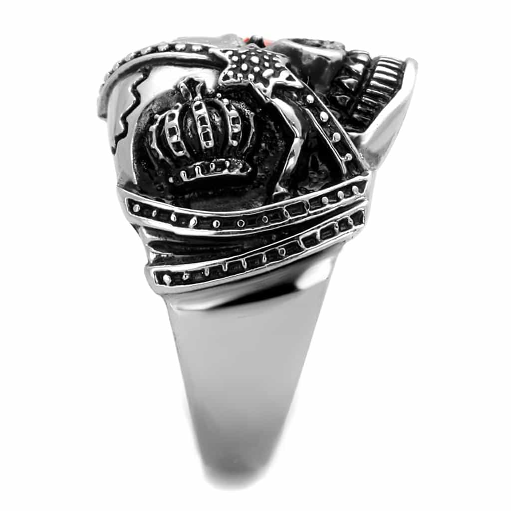 Stainless Steel Skull Star Red Eye Gothic Ring view 5