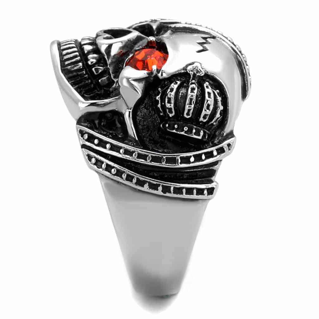 Stainless Steel Skull Star Red Eye Gothic Ring view 4
