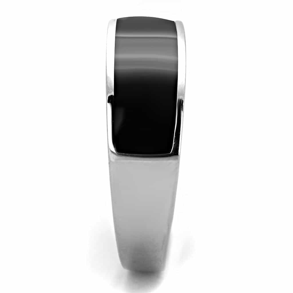Stainless Steel Black Onyx Inlay Plain Band Ring view 8