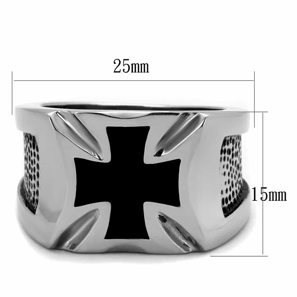 Stainless Steel Iron Cross Checkered Ring | The Stainless Jewelry view 6