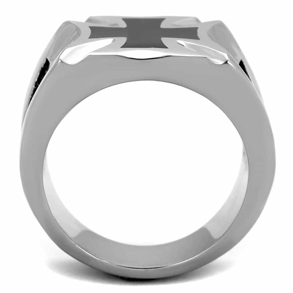 Stainless Steel Iron Cross Checkered Ring | The Stainless Jewelry view 3
