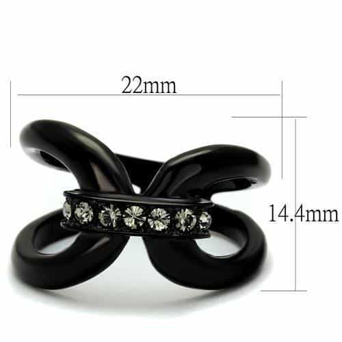 Stainless Steel Black IP CZ Knot Swirl Ring view 6