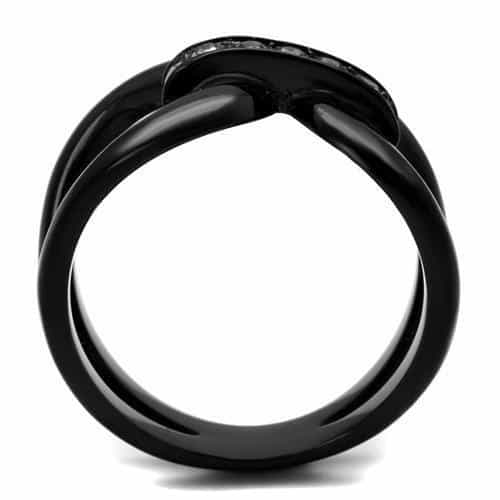 Stainless Steel Black IP CZ Knot Swirl Ring view 7