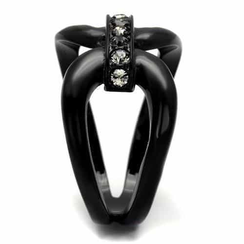 Stainless Steel Black IP CZ Knot Swirl Ring view 4