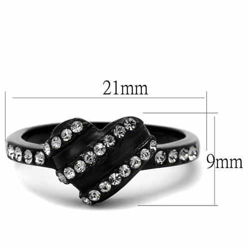 Stainless Steel Black IP CZ Multi Row Dome Ring view 2