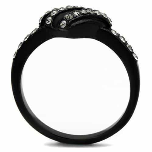 Stainless Steel Black IP CZ Multi Row Dome Ring view 7