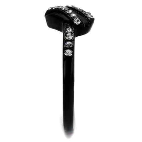 Stainless Steel Black IP CZ Multi Row Dome Ring view 8