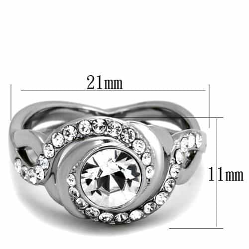 Stainless Steel CZ Bezel Pave Round Dome Ring view 2