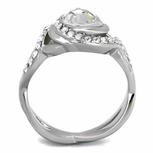 Stainless Steel CZ Bezel Pave Round Dome Ring view 7