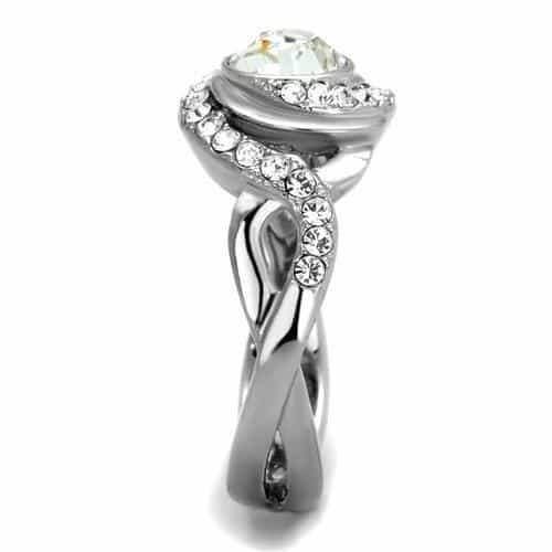 Stainless Steel CZ Bezel Pave Round Dome Ring view 8