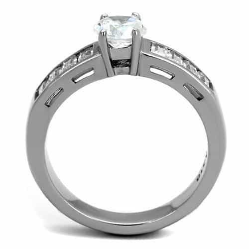 Stainless Steel Solitaire Eternity Band Ring view 7