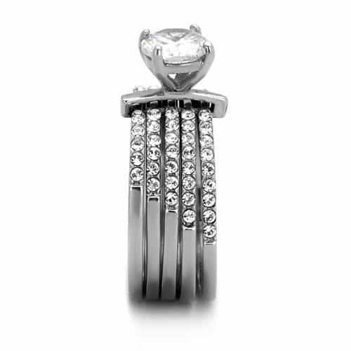 Stainless Steel Pavé Bridal Stack Ring | The Stainless Jewelry view 4