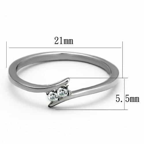 Stainless Steel CZ Marquise Bypass Slim Ring view 6