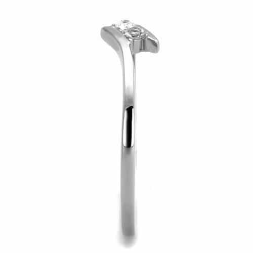 Stainless Steel CZ Marquise Bypass Slim Ring view 8