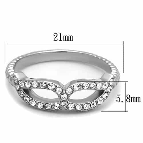 Stainless Steel CZ Infinity Figure Eight Pave Twisted Ring view 6