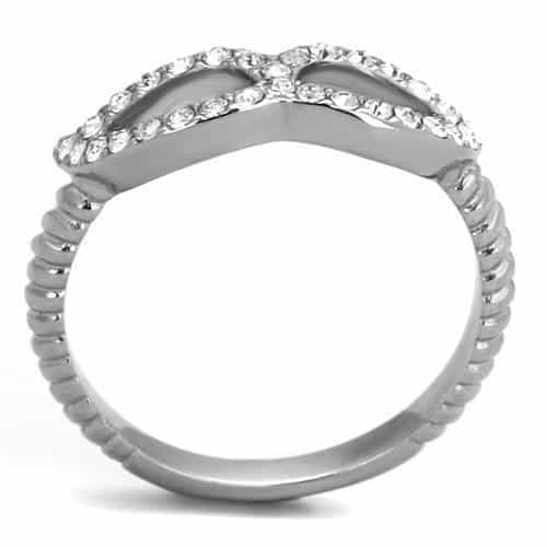 Stainless Steel CZ Infinity Figure Eight Pave Twisted Ring view 7