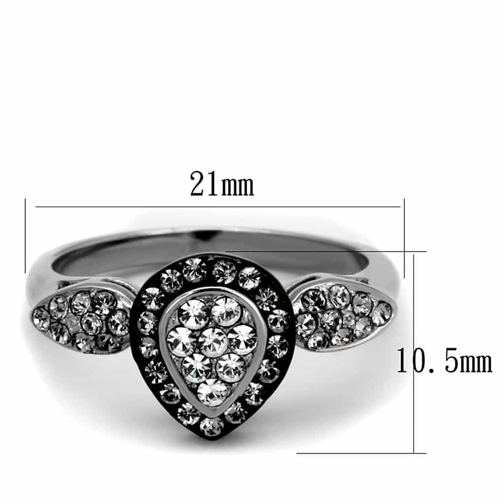 Stainless Steel CZ Pear Bezel Halo Pave Ring view 6