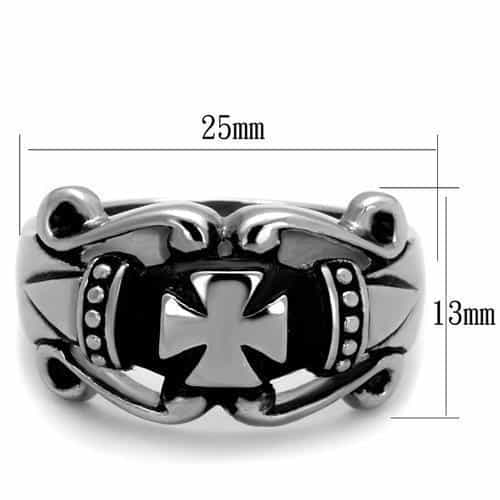 Stainless Steel Maltese Iron Cross Buckle Band Ring view 6