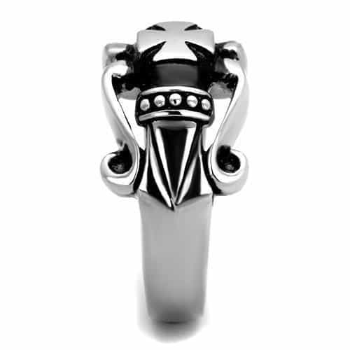 Stainless Steel Maltese Iron Cross Buckle Band Ring view 8