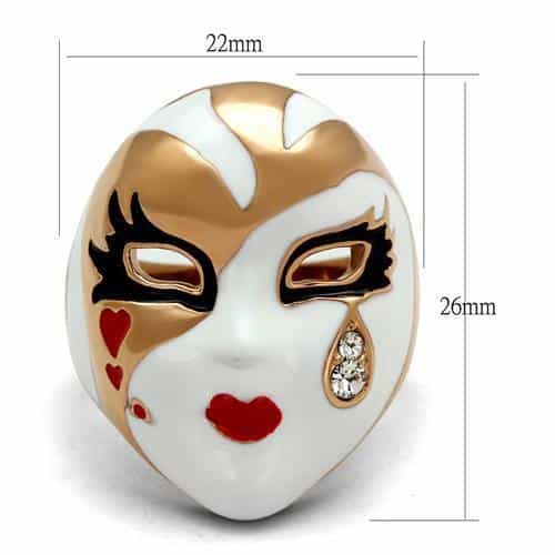 Stainless Steel Venetian Mask Enamel Rose Gold Heart Ring view 2
