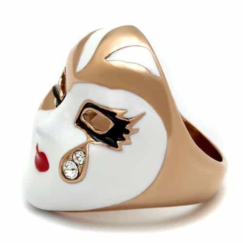 Stainless Steel Venetian Mask Enamel Rose Gold Heart Ring view 5